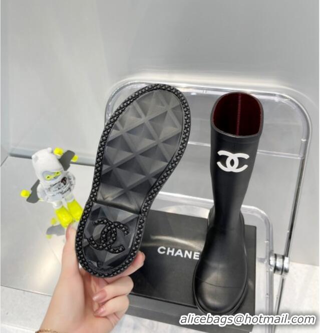 Good Product Chanel Rubber Rain Boots Black 062056