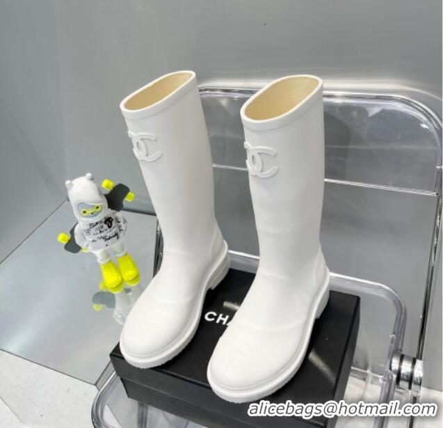 Best Product Chanel Rubber Rain Boots 062056 White