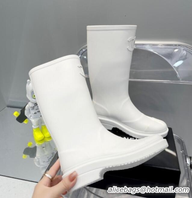 Best Product Chanel Rubber Rain Boots 062056 White