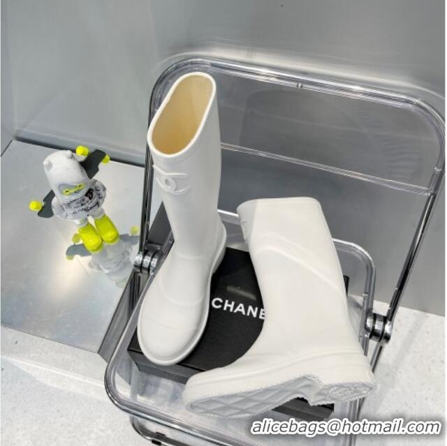 Best Product Chanel Rubber Rain Boots 062056 White