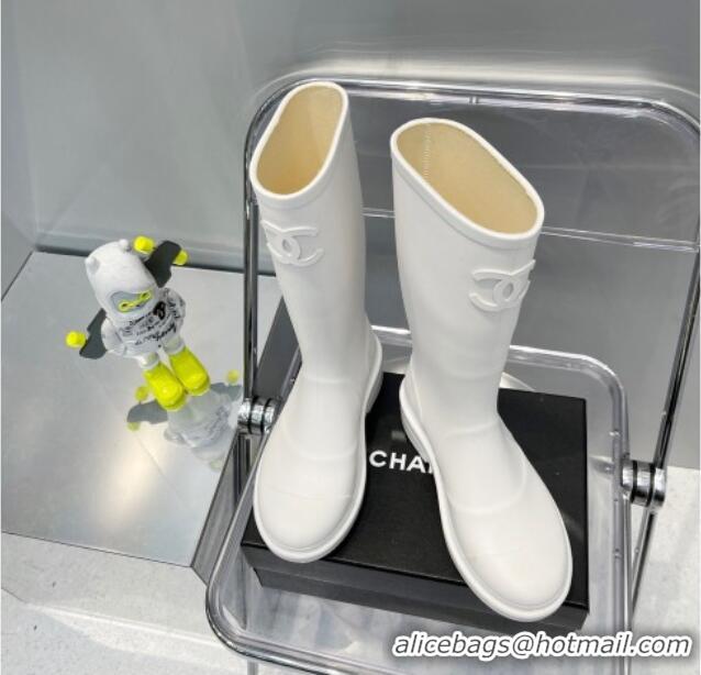 Best Product Chanel Rubber Rain Boots 062056 White