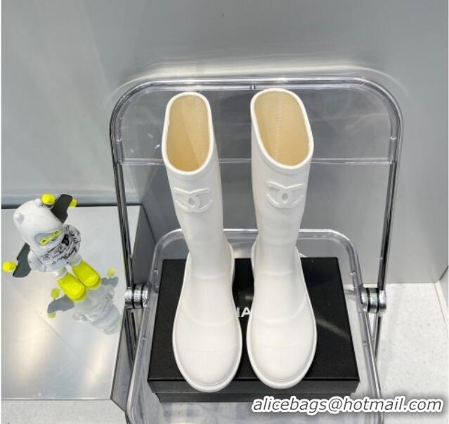 Best Product Chanel Rubber Rain Boots 062056 White