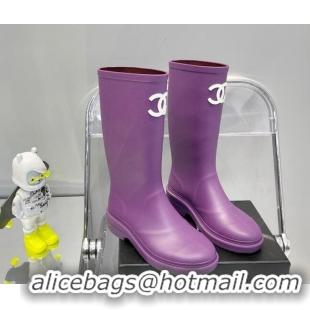 Duplicate Chanel Rubber Rain Boots 062056 Purple