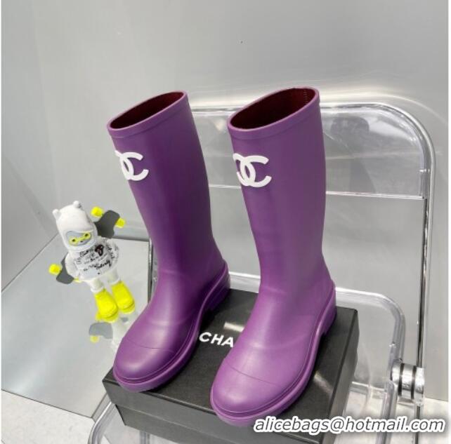 Duplicate Chanel Rubber Rain Boots 062056 Purple