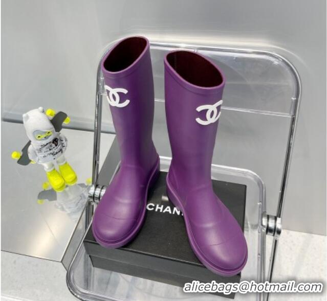 Duplicate Chanel Rubber Rain Boots 062056 Purple