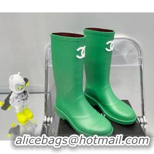 Top Design Chanel Rubber Rain Boots 062056 Grass Green