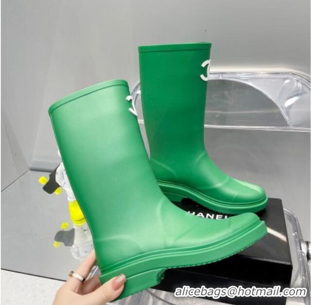 Top Design Chanel Rubber Rain Boots 062056 Grass Green