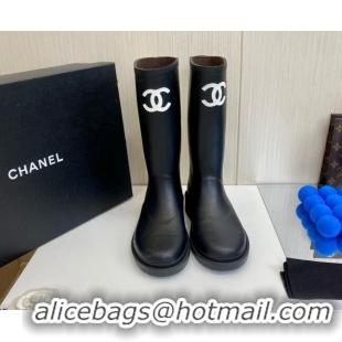 Cheap Price Chanel Rubber Rain Boots Black 062062