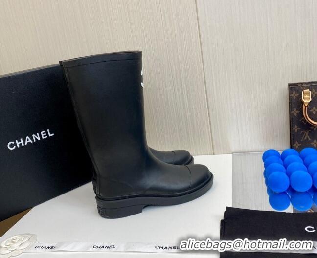 Cheap Price Chanel Rubber Rain Boots Black 062062