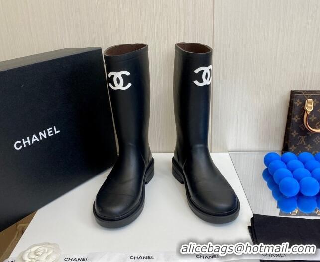 Cheap Price Chanel Rubber Rain Boots Black 062062