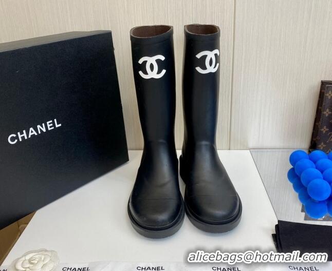 Cheap Price Chanel Rubber Rain Boots Black 062062