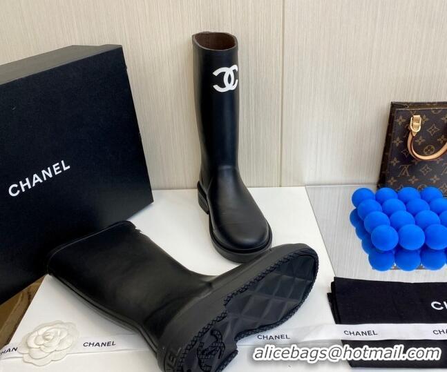 Cheap Price Chanel Rubber Rain Boots Black 062062