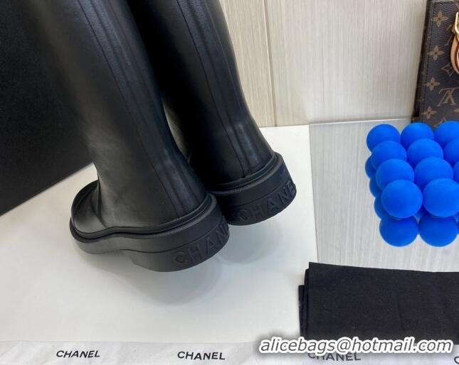 Cheap Price Chanel Rubber Rain Boots Black 062062