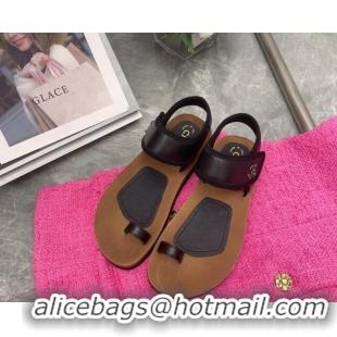 Hot Style Chanel Thong Flat Slide Sandals Black 062064