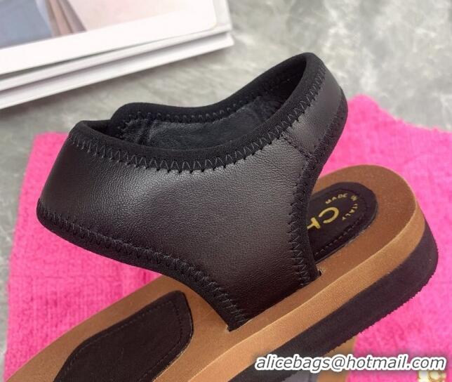 Hot Style Chanel Thong Flat Slide Sandals Black 062064