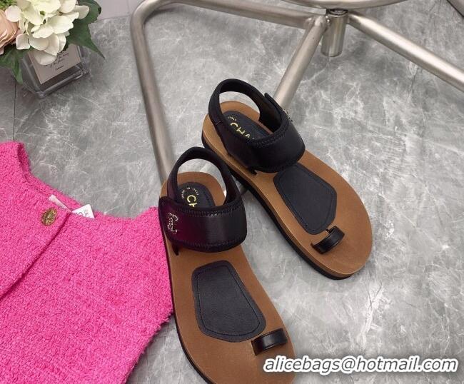 Hot Style Chanel Thong Flat Slide Sandals Black 062064