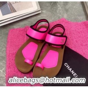 Luxury Chanel Thong Flat Slide Sandals Pink 062066