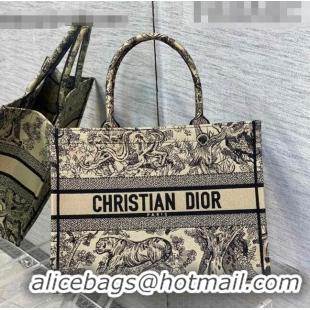 Top Quality Dior Medium Book Tote Bag in Beige Toile de Jouy Embroidery M16E 2022