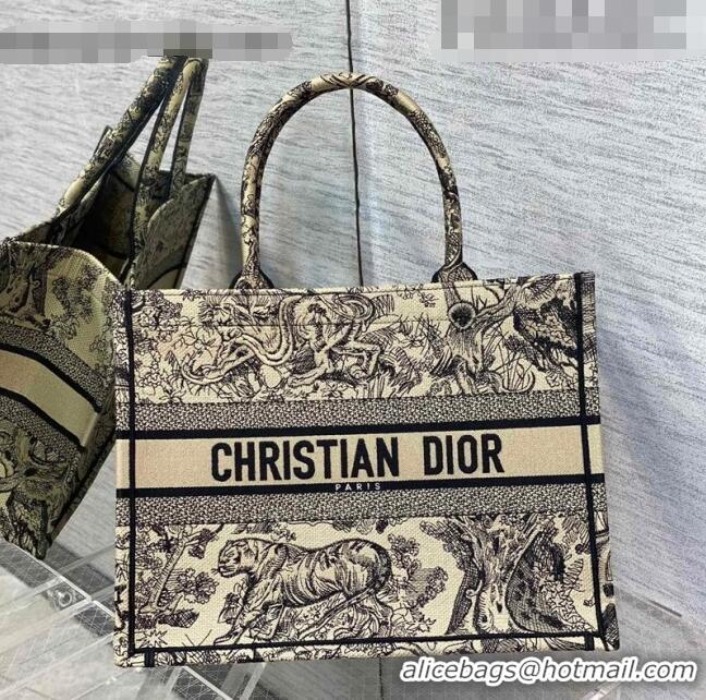 Top Quality Dior Medium Book Tote Bag in Beige Toile de Jouy Embroidery M16E 2022