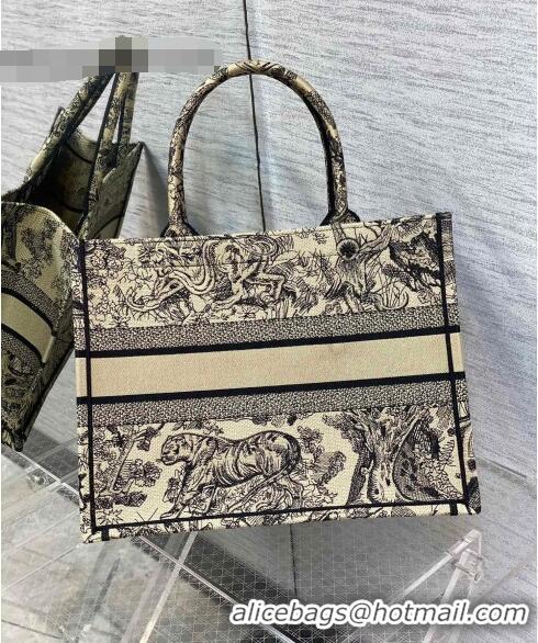 Top Quality Dior Medium Book Tote Bag in Beige Toile de Jouy Embroidery M16E 2022