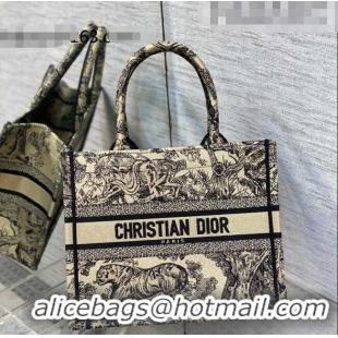 Good Taste Dior Small Book Tote Bag in Beige Toile de Jouy Embroidery 2022 M16E 