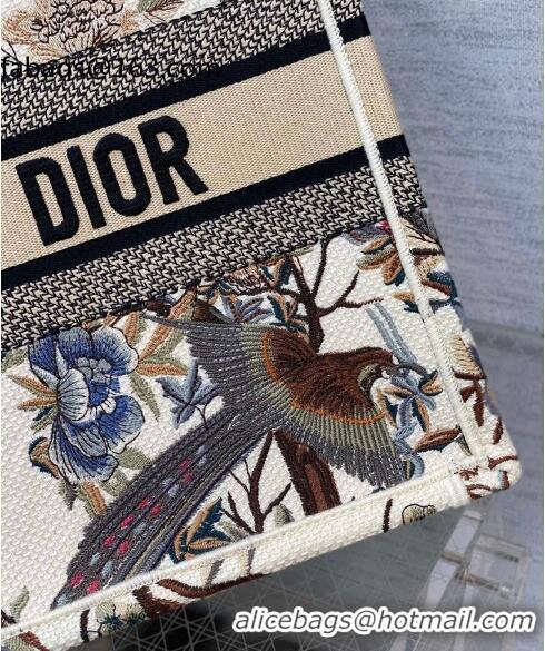 Well Crafted Dior Medium Book Tote Bag in White Jardin d'Hiver Embroidery M941 2022