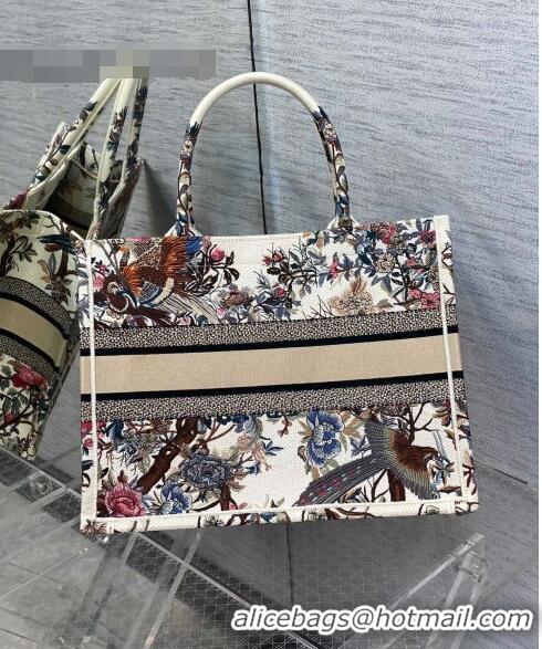 Well Crafted Dior Medium Book Tote Bag in White Jardin d'Hiver Embroidery M941 2022