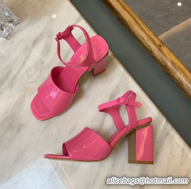 Low Price Chanel Patent Calfskin Heel Sandals 7.5cm G38689 Pink