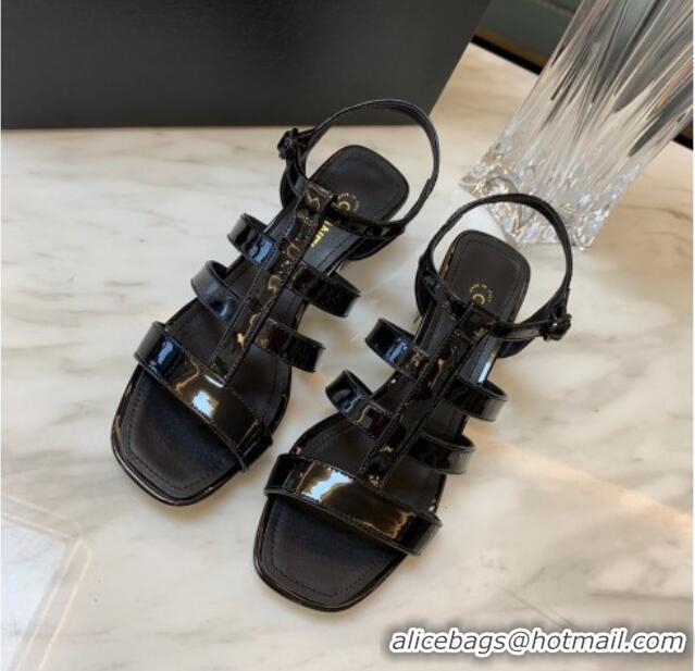 Unique Style Chanel Patent Calfskin StrapSandals 4.5cm G38689 Black