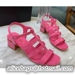 Discount Chanel Patent Calfskin StrapSandals 4.5cm G38689 Pink