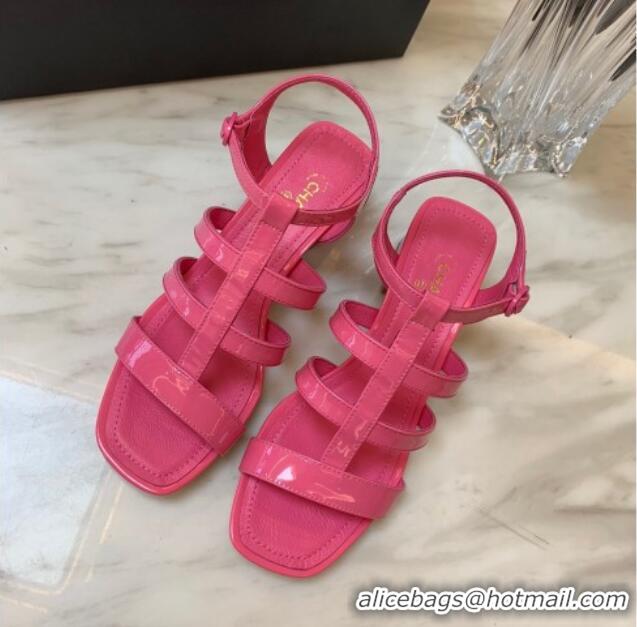 Discount Chanel Patent Calfskin StrapSandals 4.5cm G38689 Pink