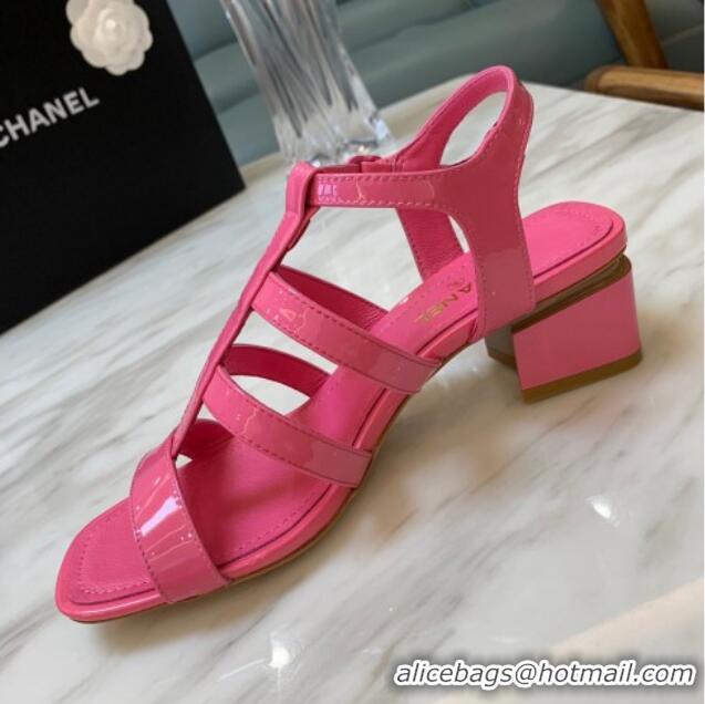 Discount Chanel Patent Calfskin StrapSandals 4.5cm G38689 Pink