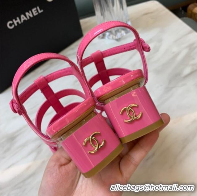 Discount Chanel Patent Calfskin StrapSandals 4.5cm G38689 Pink