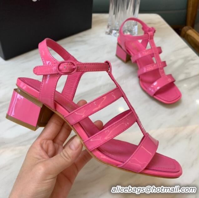 Discount Chanel Patent Calfskin StrapSandals 4.5cm G38689 Pink