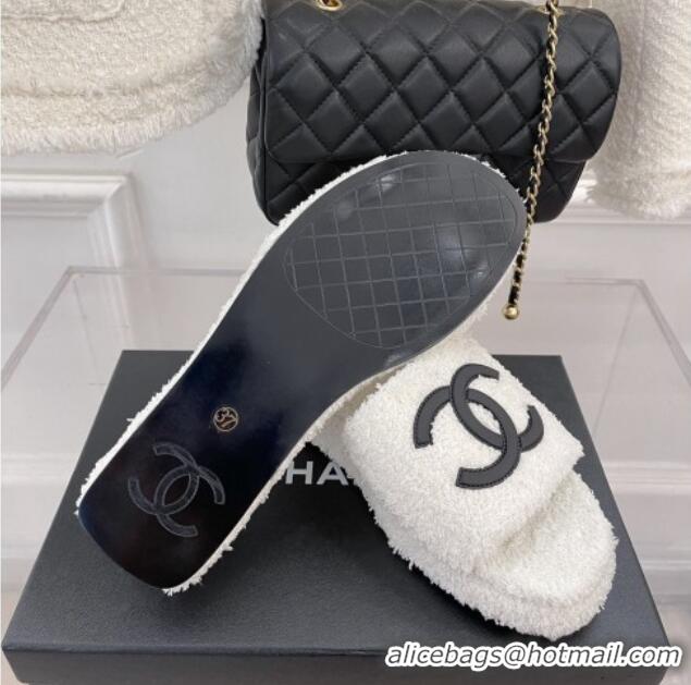 1:1 aaaaa Chanel Towel Platform Slide Sandals White 0620100