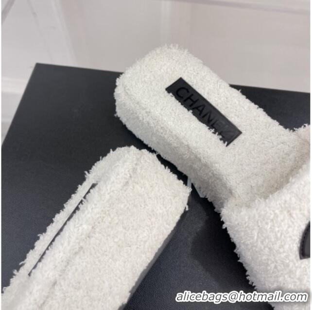 1:1 aaaaa Chanel Towel Platform Slide Sandals White 0620100