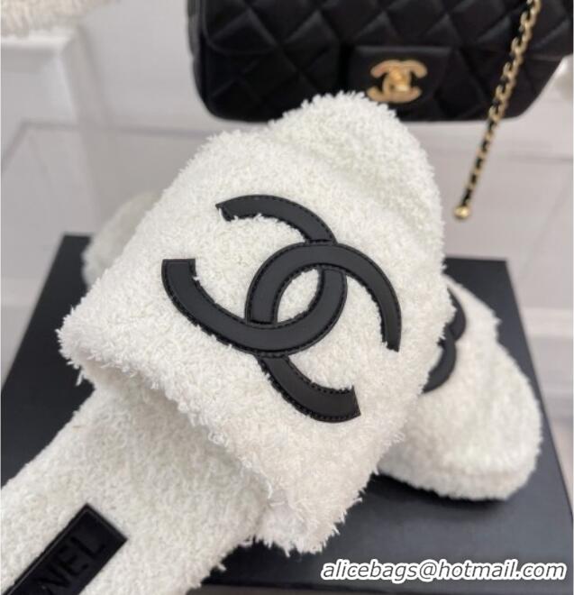 1:1 aaaaa Chanel Towel Platform Slide Sandals White 0620100