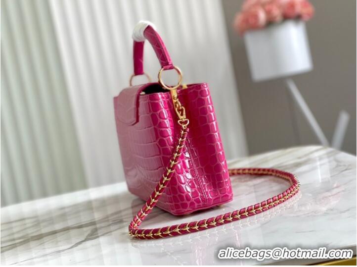 Unique Grade Louis Vuitton crocodile skin CAPUCINES BB M48865 Rose