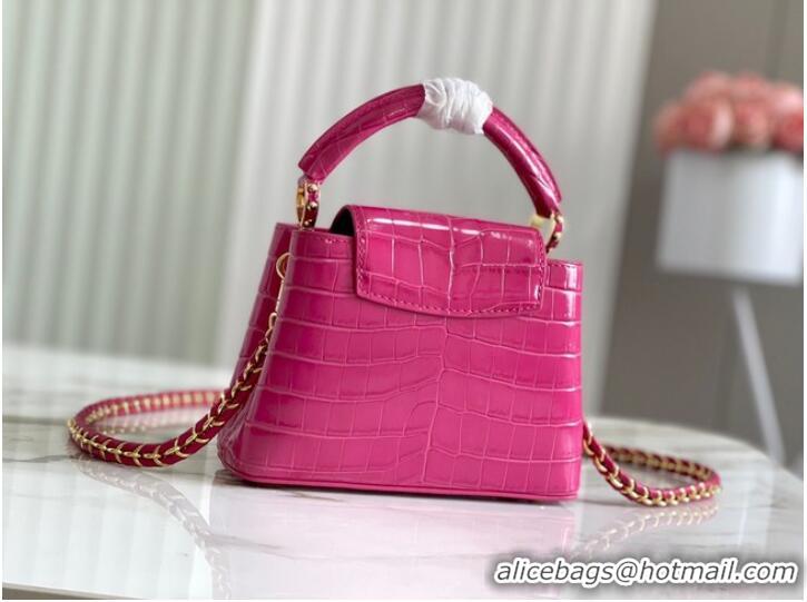 Grade Promotional Louis Vuitton crocodile skin CAPUCINES MINI M81190 rose