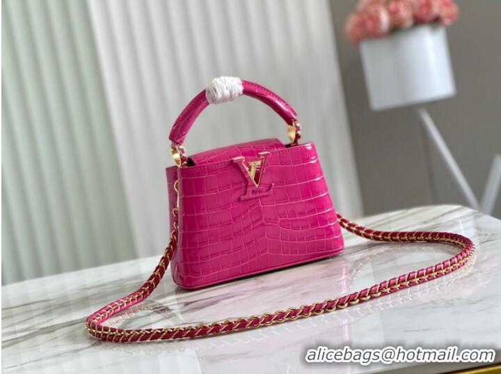 Grade Promotional Louis Vuitton crocodile skin CAPUCINES MINI M81190 rose