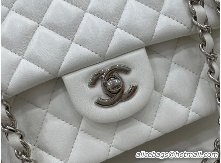 Traditional Specials Chanel 2.55 Series Flap Bag Original Sheepskin Leather A1112 White Silver-Tone