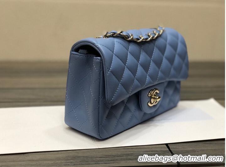 Super Quality Chanel Classic mini Flap Original Sheepskin Leather Bag 1116 Blue