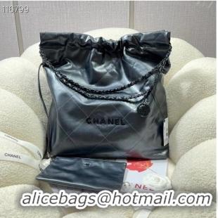 Super Quality CHANEL 22 HANDBAG Shiny Calfskin & black-Tone Metal AS3262 black