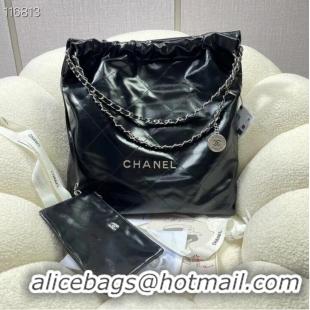 Affordable Price CHANEL 22 HANDBAG Shiny Calfskin & silver-Tone Metal AS3262 black