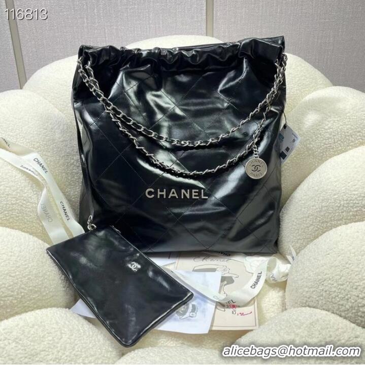 Affordable Price CHANEL 22 HANDBAG Shiny Calfskin & silver-Tone Metal AS3262 black