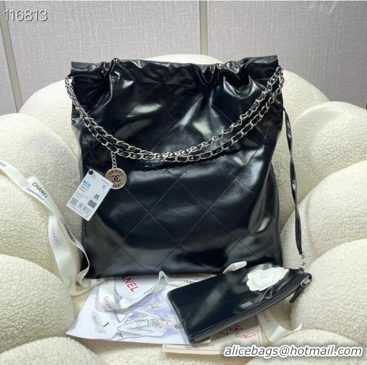 Affordable Price CHANEL 22 HANDBAG Shiny Calfskin & silver-Tone Metal AS3262 black