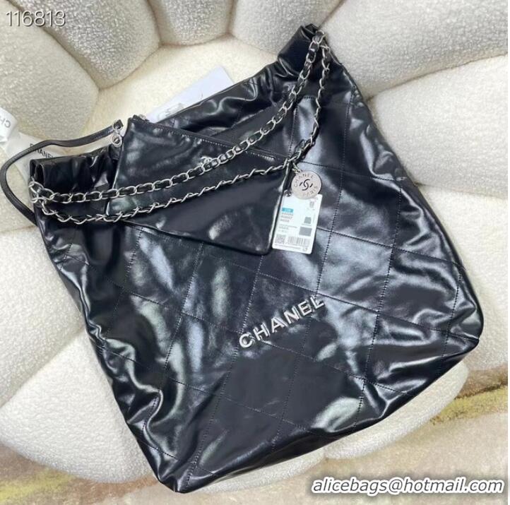 Affordable Price CHANEL 22 HANDBAG Shiny Calfskin & silver-Tone Metal AS3262 black