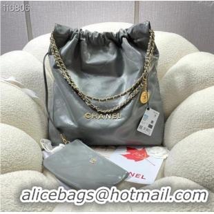 Well Crafted CHANEL 22 HANDBAG Shiny Calfskin & gold-Tone Metal AS3262 Gray