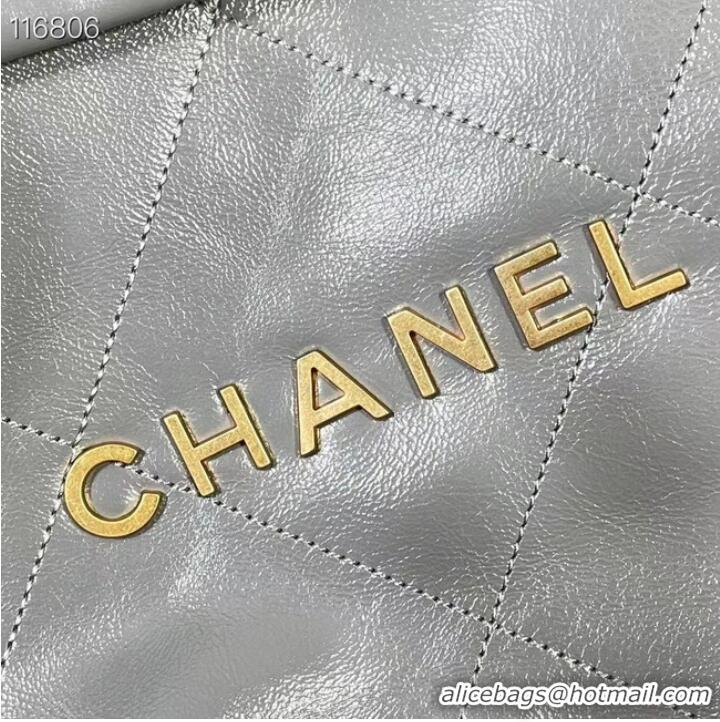 Well Crafted CHANEL 22 HANDBAG Shiny Calfskin & gold-Tone Metal AS3262 Gray