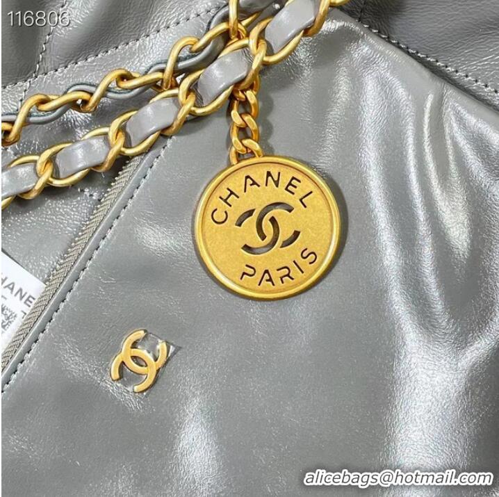 Well Crafted CHANEL 22 HANDBAG Shiny Calfskin & gold-Tone Metal AS3262 Gray